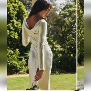 Loveland Cowl Back Midi Dress Oyster